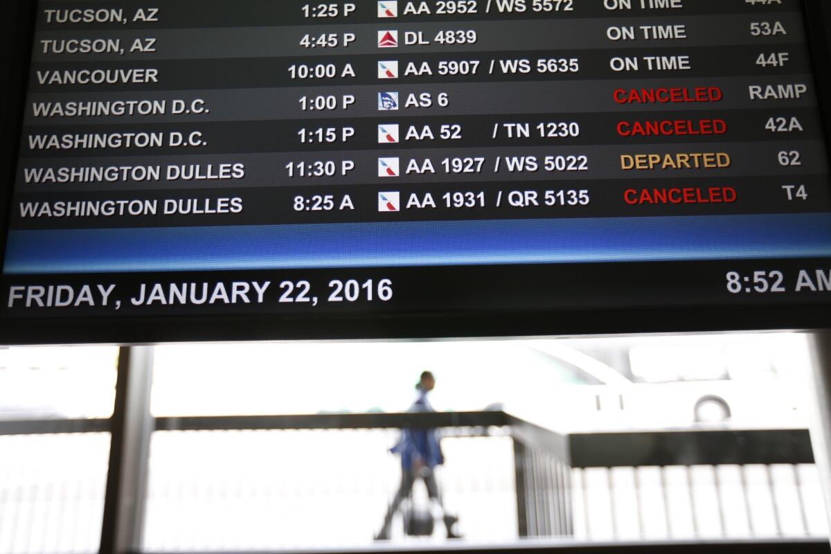 Los Angeles International Airport was reported to have had more than 50 cancellations and five delays Friday morning.