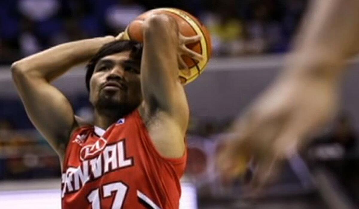 Manny Pacquaio scored his first-ever point for the Kia Carnival of the Philippine Basketball Assn. last week.