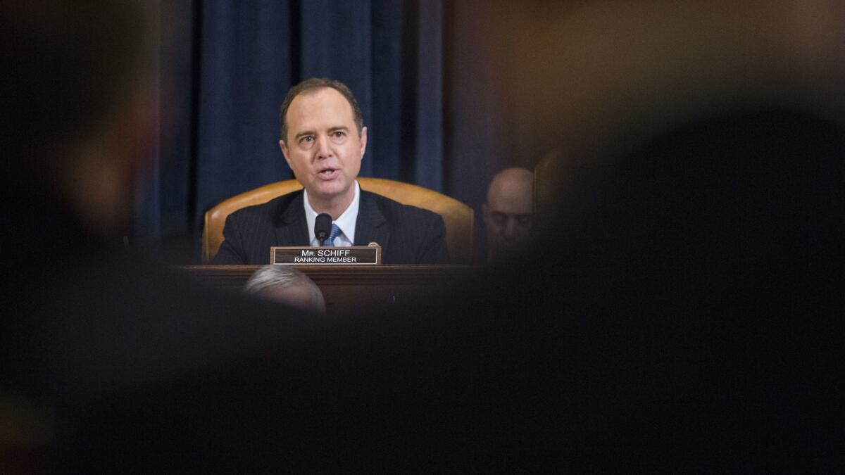 Rep. Adam B. Schiff speaks at the start of a House Intelligence Committee hearing concerning alleged Russian meddling in the 2016 election.