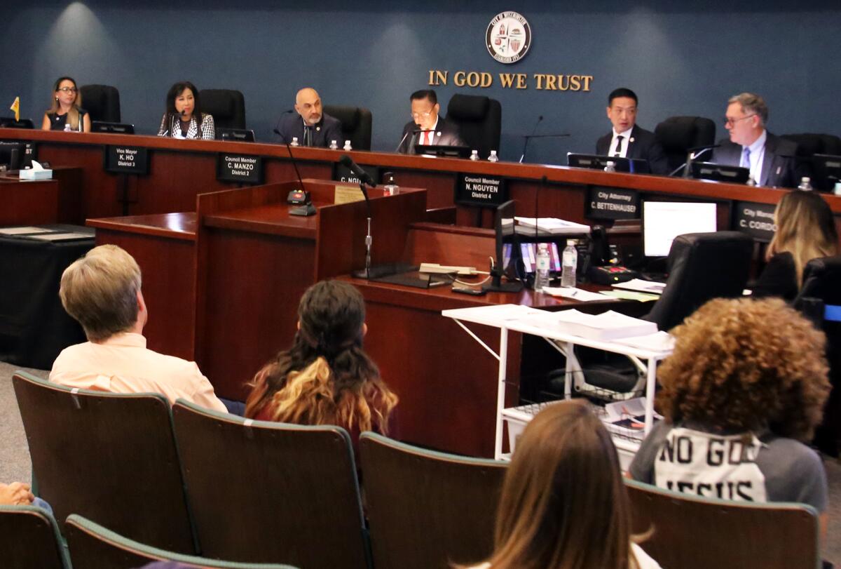 The Westminster City Council conducts business during a Sept. 11 meeting.