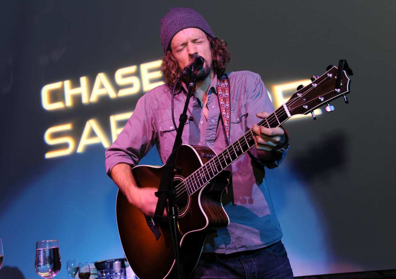Jason Mraz performs at the "Liberal Arts" premiere party.