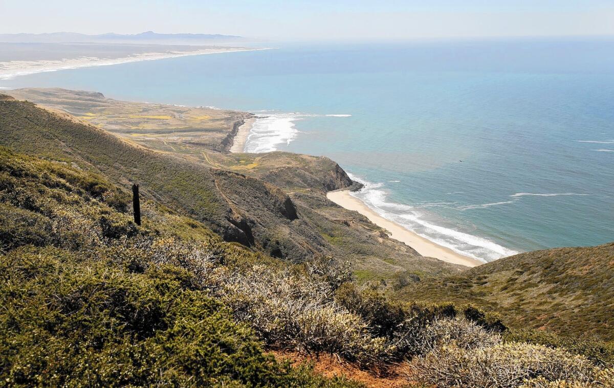 A California state senator's proposal would close what she called a loophole that could allow drilling from an offshore oil field that’s partly in state-controlled waters off of Vandenberg Air Force Base. Above, a view from the base.
