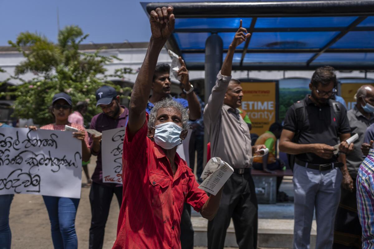 Protesters in Colombo, Sri Lanka