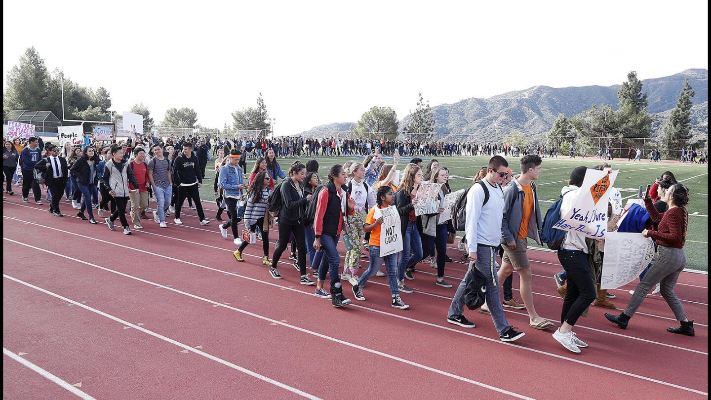 Photo Gallery: Crescenta Valley students participate in nationwide gun control protest in solidarity with students at Marjory Stoneman Douglas High School after shooting kills seventeen