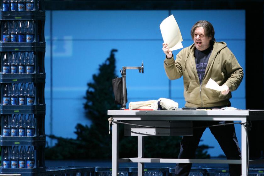 FILE - Singer Stephen Gould performs as Peter Grimes in a rehearsal for the opera "Peter Grimes", written by Benjamin Britten, at the Saxony State Opera in Dresden, Germany, Feb. 5, 2007. Gould, who announced earlier this month that he had been diagnosed with incurable bile duct cancer, has died. He was 61. (AP Photo/Matthias Rietschel, File)