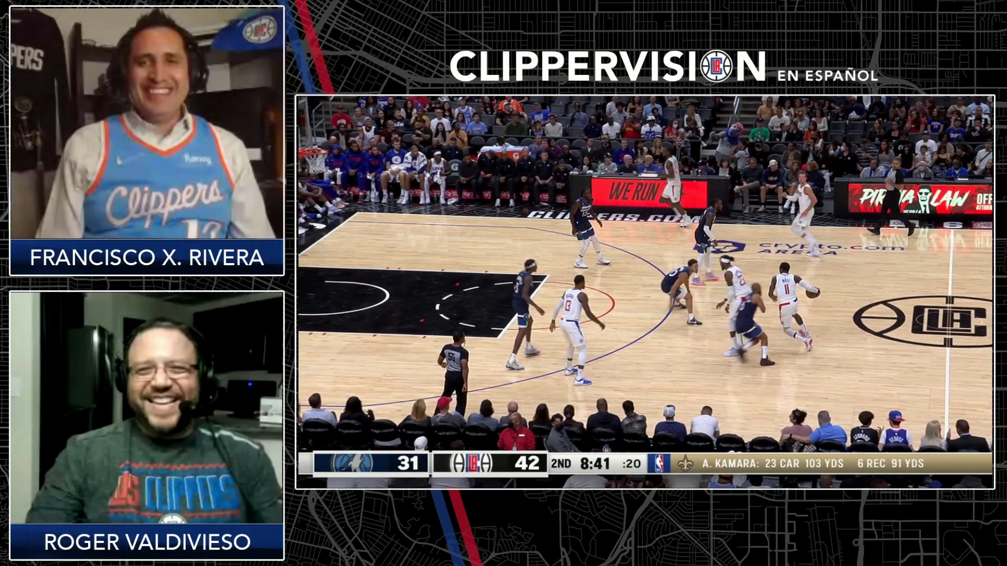 A screenshot of a ClipperVision broadcast in Spanish.