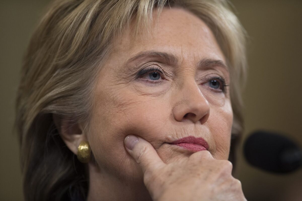 Former secretary of State and Democratic presidential candidate Hillary Rodham Clinton appears before the House Select Committee on Benghazi in Washington.