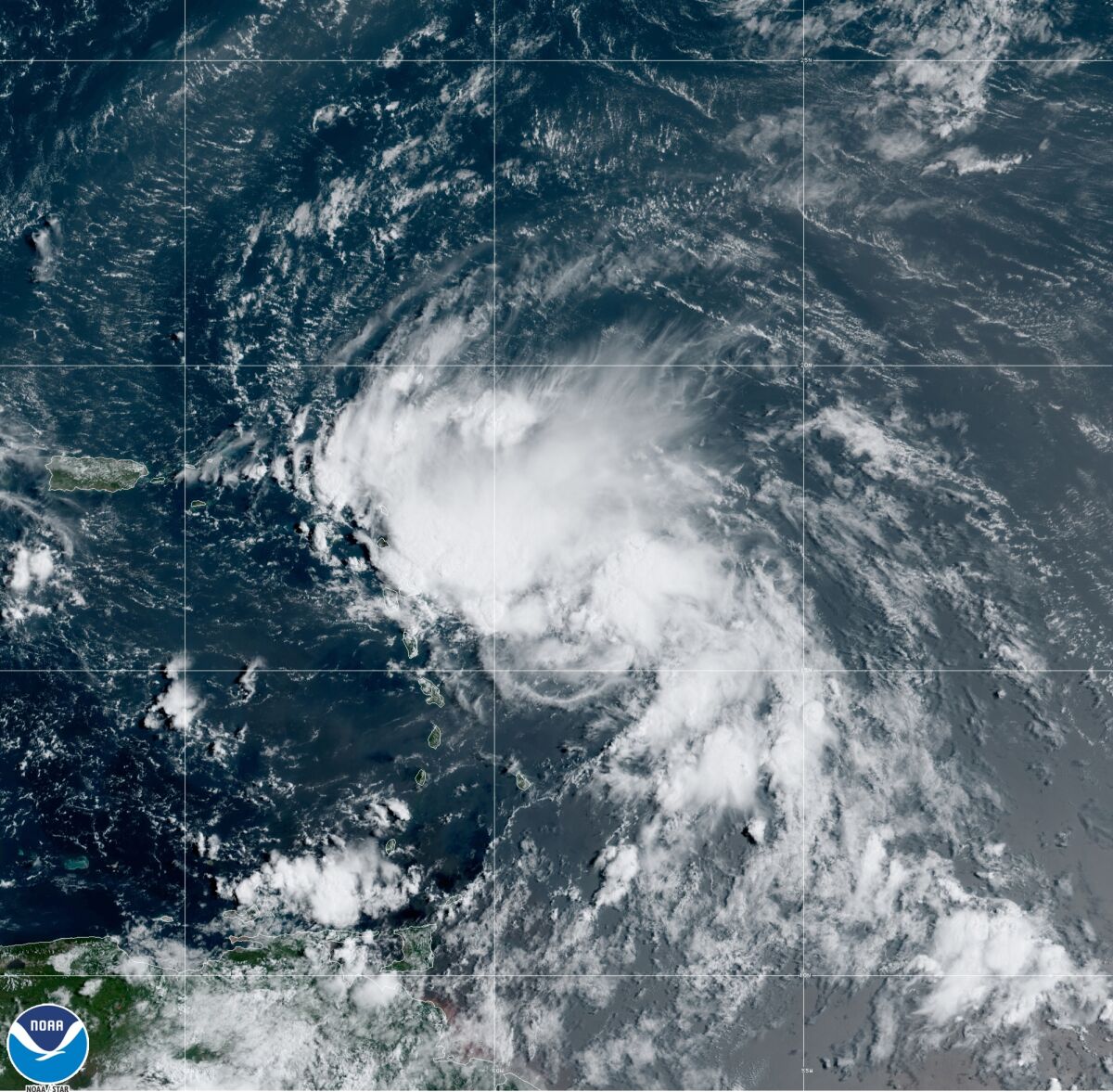 Tropical Storm Laura over the Atlantic. 