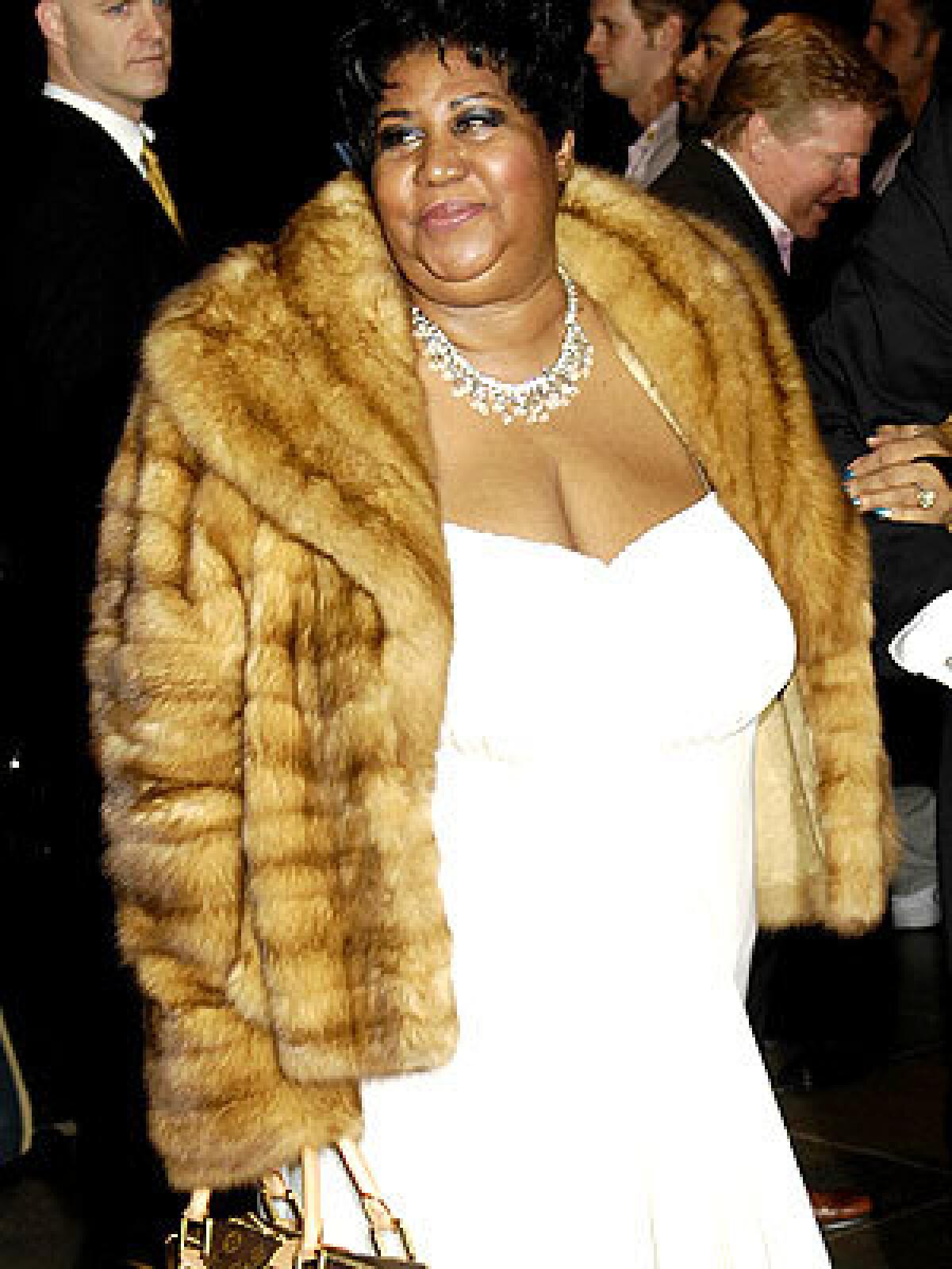 Aretha Franklin was crowned this year's worst-dressed celebrity by the animal rights organization. Her crime: wearing "yet another vulgar fur" at the Grammy Awards.