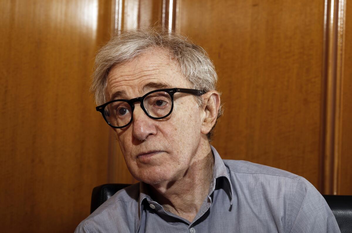 Filmmaker Woody Allen is seen during an interview in Beverly Hills.
