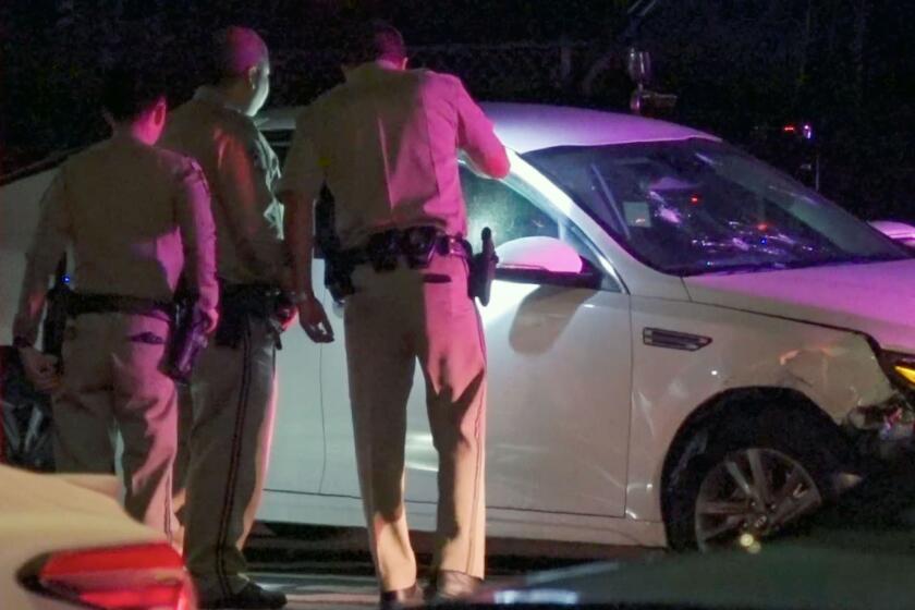 California Highway Patrol officers fired their weapons during a traffic stop late Monday, September 18, 2023, in Compton, Calif. after law enforcement officials say a car started to accelerate toward the officers.