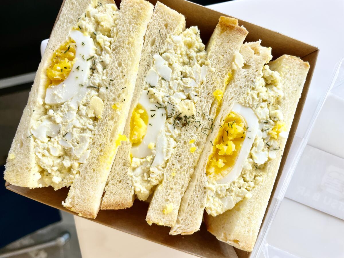 The egg salad sandwich from Katsu Bar in Koreatown.