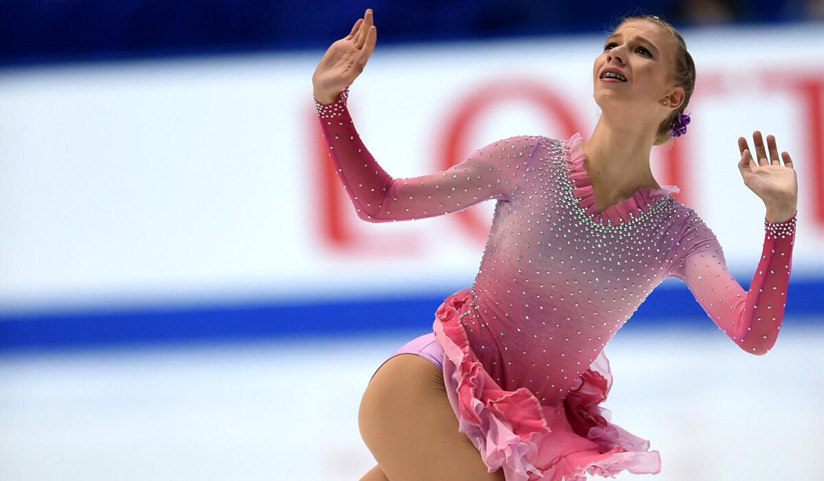 Polina Edmunds performs during the women's singles free skating at the NHK Trophy ISU Grand Prix figure skating 2014 in Osaka on Nov. 29.