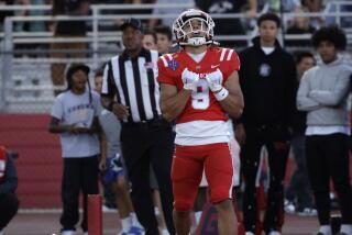 CORONA, CA - AUGUST 18: Mater Dei wide receiver Marcus Brown reacts after scoring.