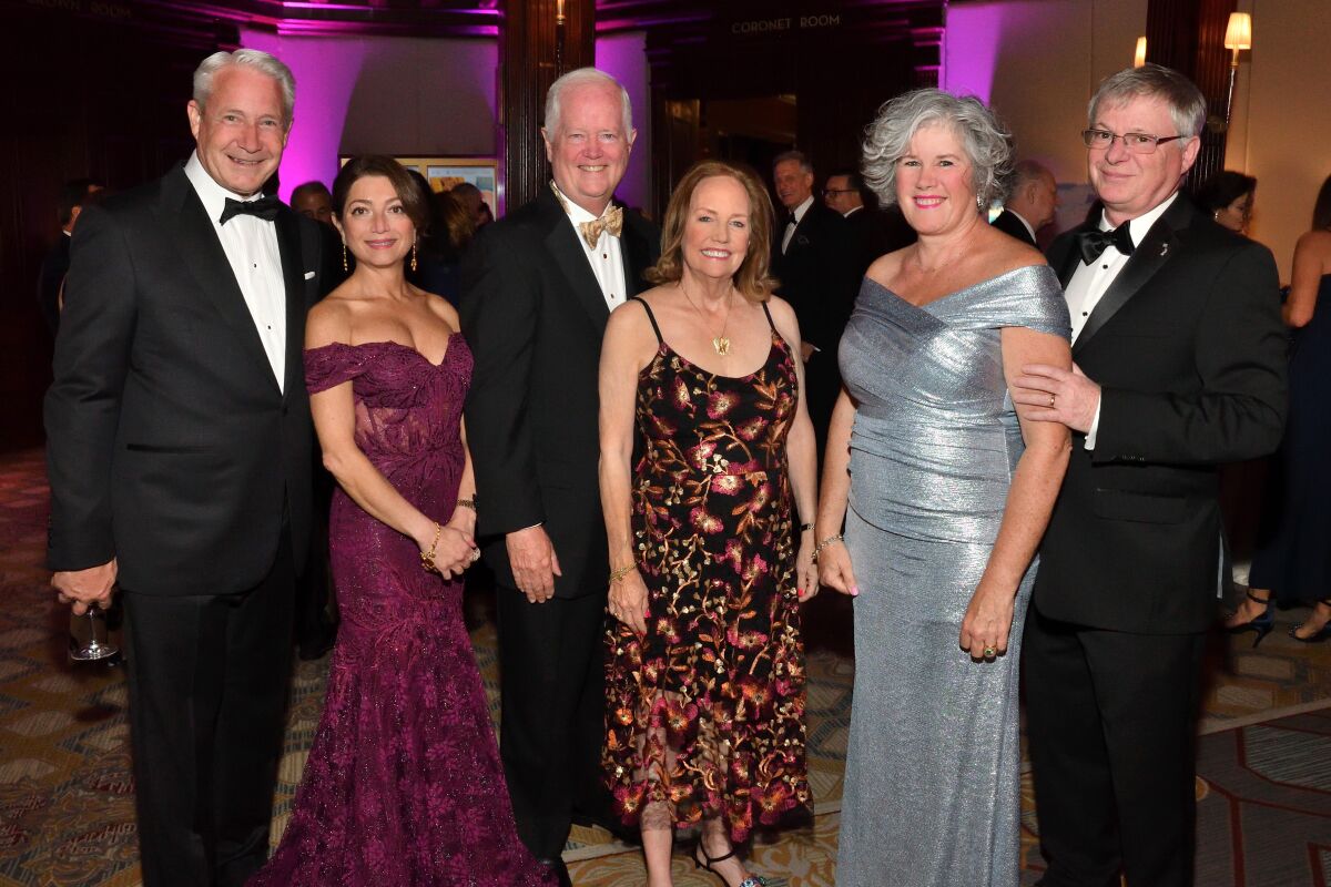 Dan and Yasmine Yates, John and Dulie Ahlering (she chaired pre-ball reception; was 2003 and 2010 Ball chair), Fiona and Dr. Stephen Kingsmore (he's Rady's Genomics Institute president/CEO)
