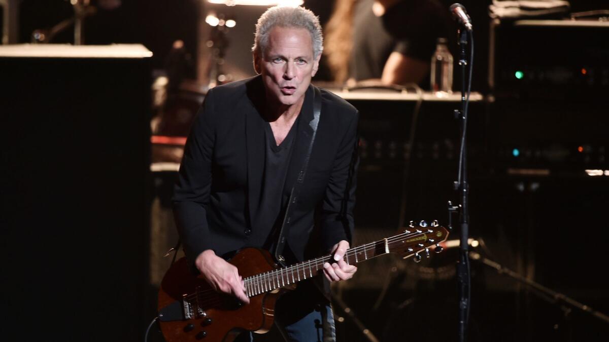 Lindsey Buckingham performs with Fleetwood Mac during the MusiCares Person of the Year event on Jan. 26, 2018.