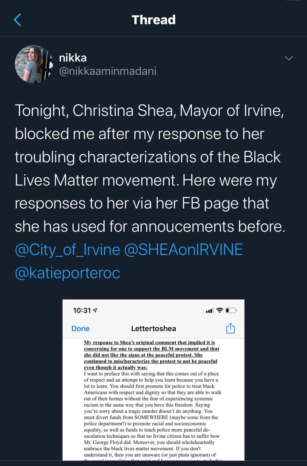 Online users says they were blocked by Mayor Christina Shea for comments made on her personal Facebook page.