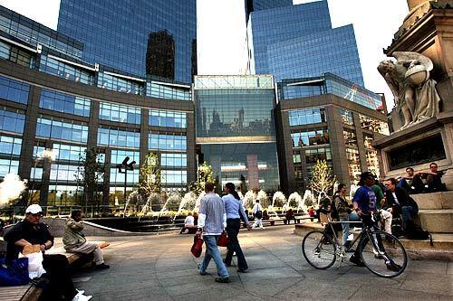 Once lacking the pace of the rest of New York, Columbus Circle, including the Time Warner Center, is being used as a model for L.A.s downtown plans.