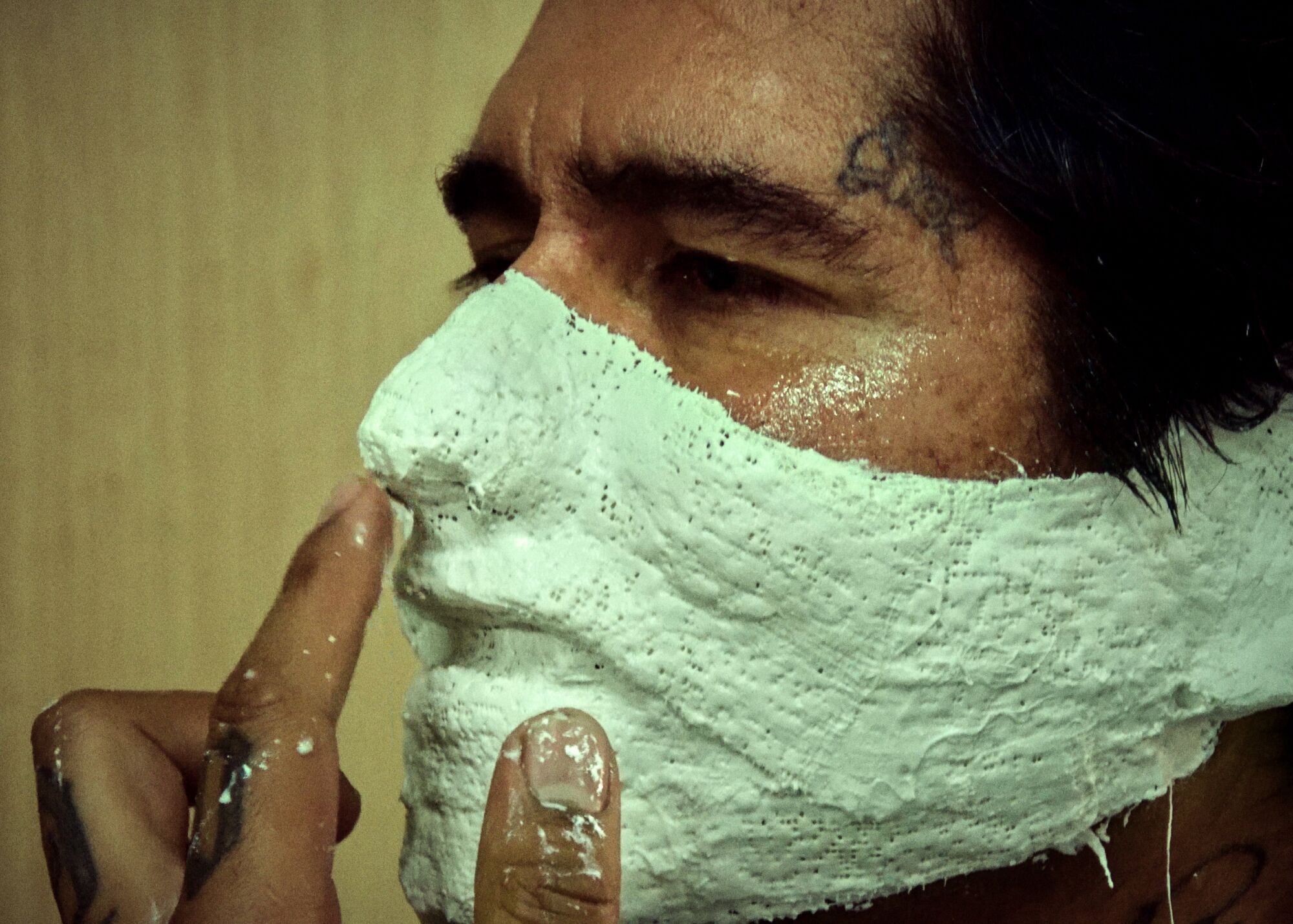 Artist rafa esparza's face is cast for "Corpo RanfLA: Terra Cruiser."