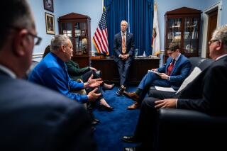 Rep. Jared Huffman (D-San Rafael) meets with a group of superintendents from rural Northern California in February 2023.