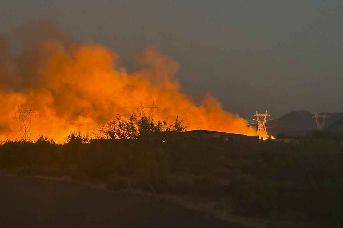 Smoke rising from the Boulder View fire near Phoenix.
