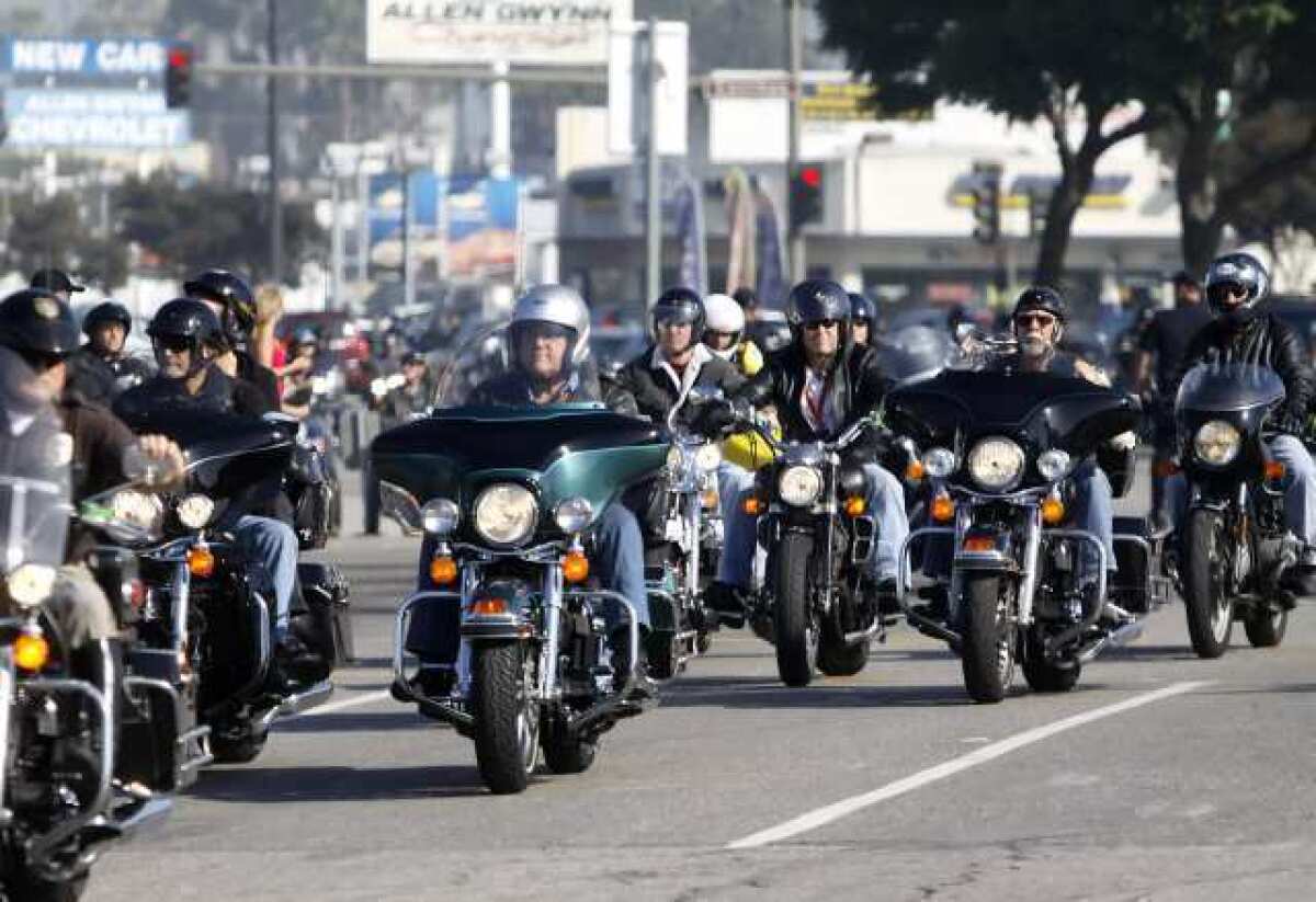 Comedian Jay Leno at last year's Harley Davidson Glendale Love Ride 28 in Glendale.
