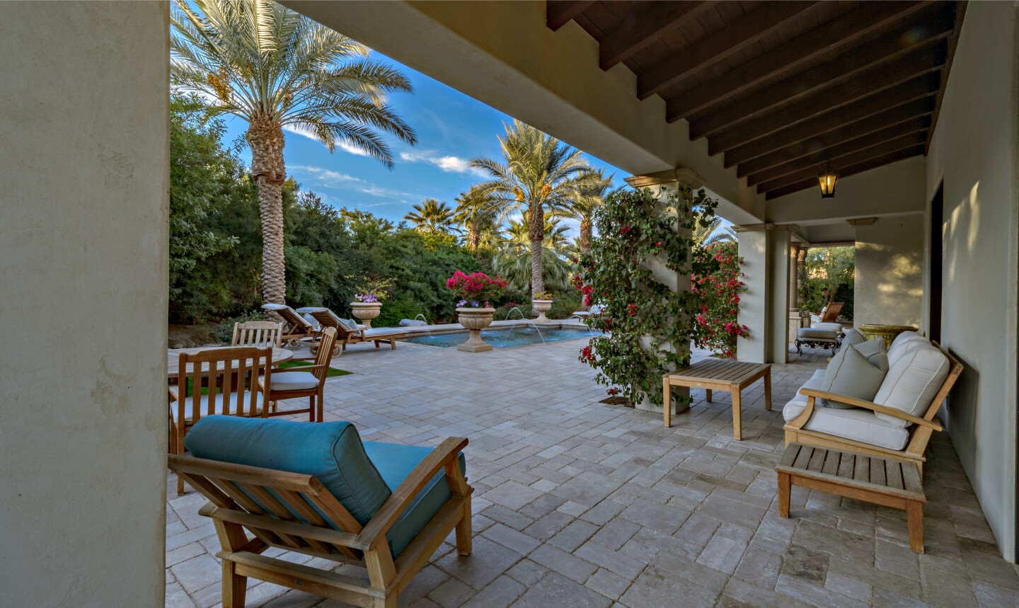 The Mediterranean villa is found in La Quinta's exclusive Madison Club community.
