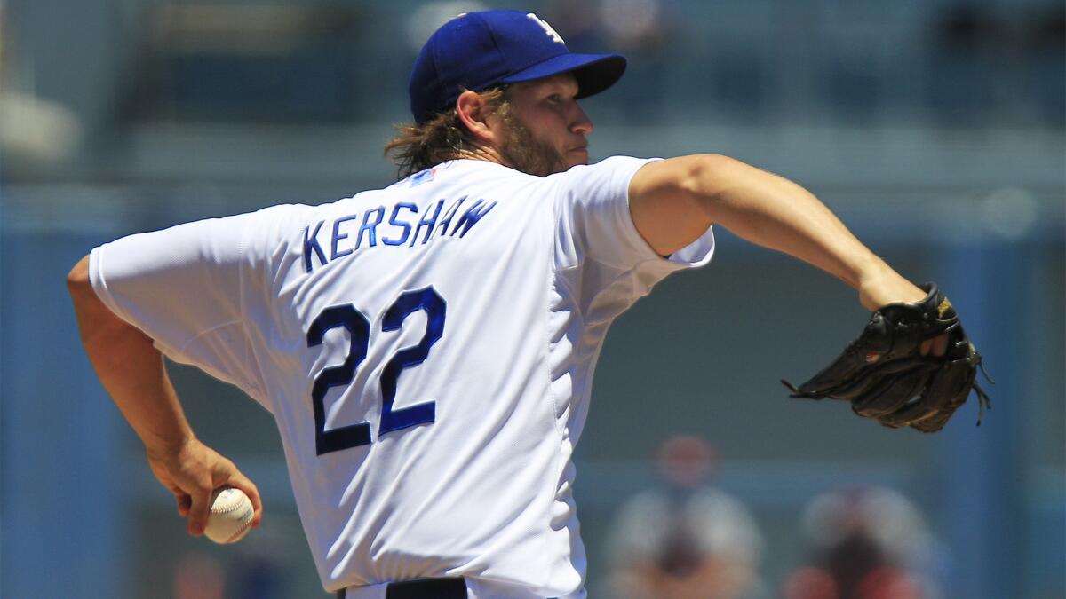 Dodgers starter Clayton Kershaw delivers a pitch during a win over the St. Louis Cardinals in June.
