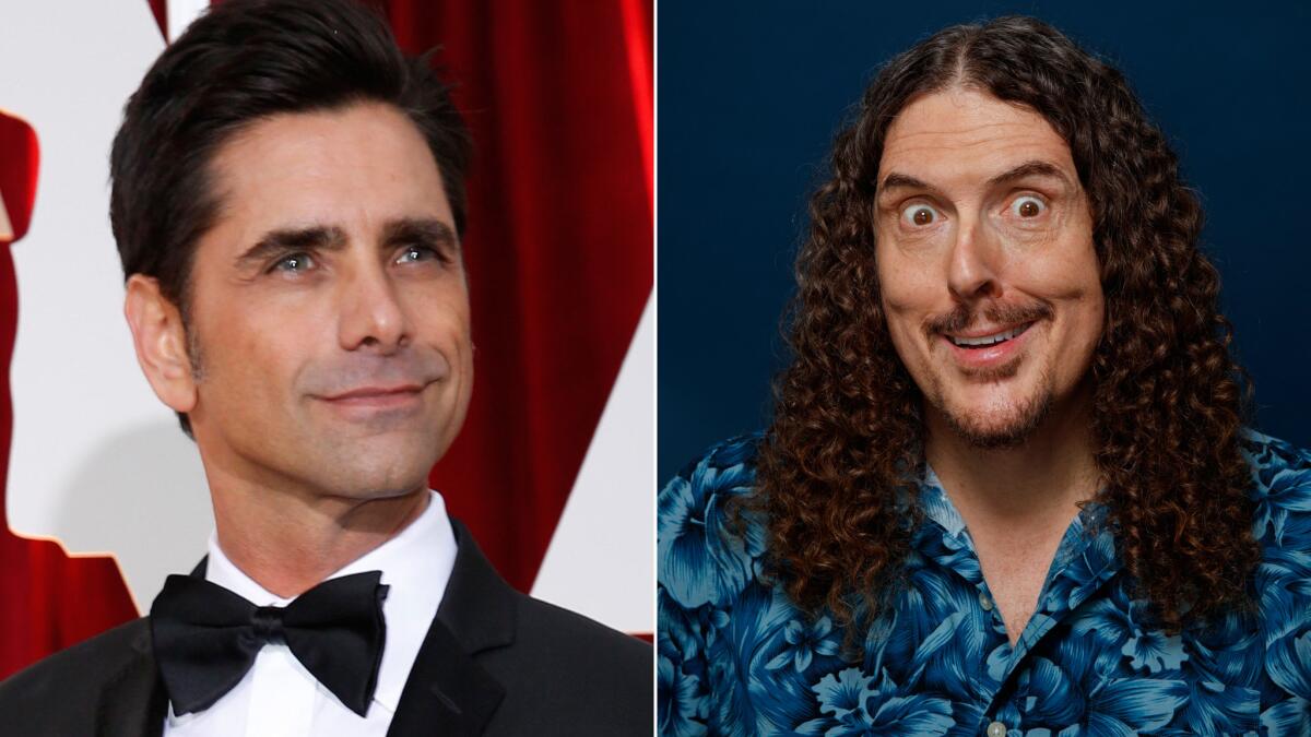 John Stamos, left, will star as Willy Wonka, and "Weird Al" Yankovic will play the Oompa Loompas.
