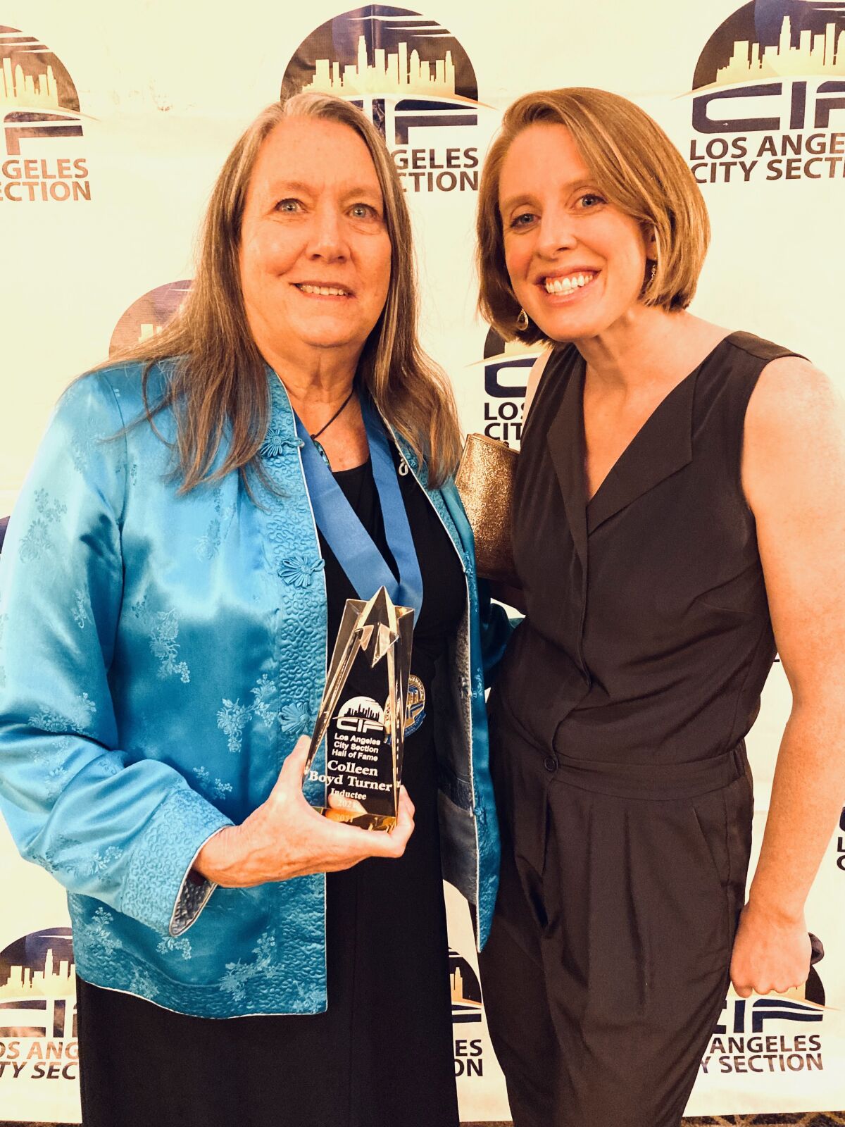 Colleen Turner with daughter Kim at the CIF Los Angeles Hall of Fame.
