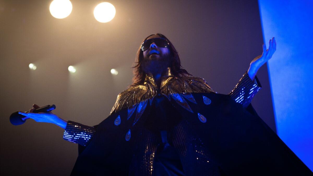 Jared Leto performs during a Thirty Seconds to Mars in concert in Rome.