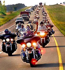 Motorcyclists ride through Ohio.