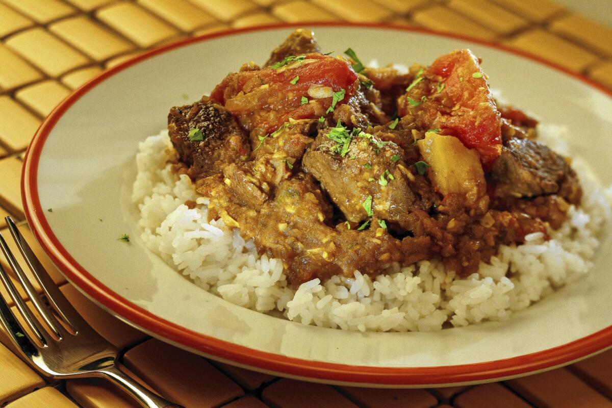 Geeta Bansal's spicy habanero lamb vindaloo at Clay Oven restaurant in Irvine. 