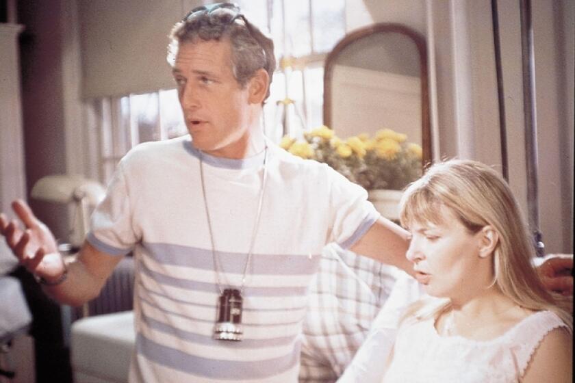 Paul Newman and Joanne Woodward on the set of "Rachel, Rachel" in 1968.