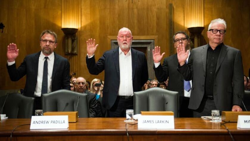 From left, Backpage.com Chief Executive Carl Ferrer, former owner James Larkin, Chief Operating Officer Andrew Padilla and former owner Michael Lacey.