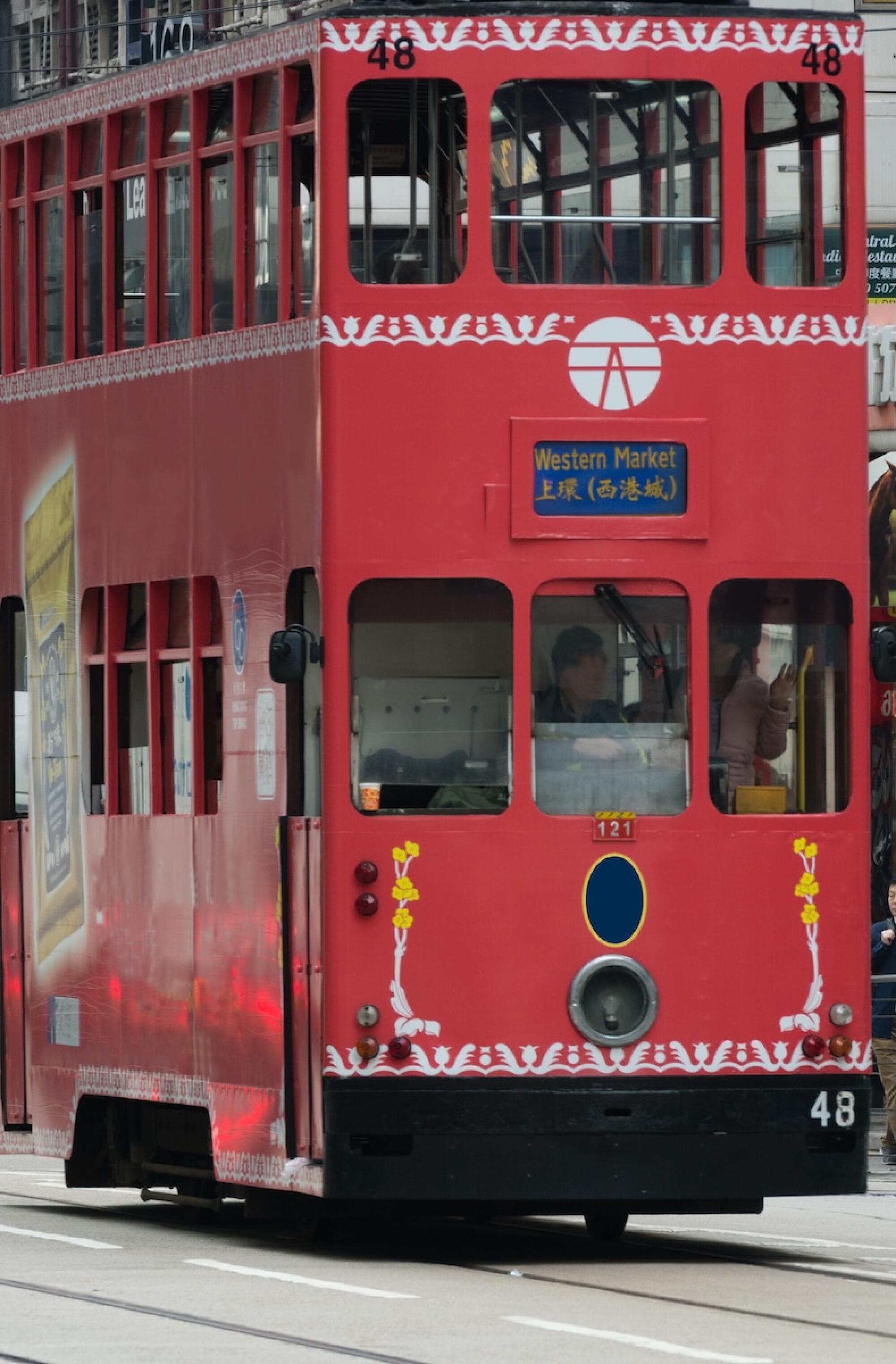 a ding ding tram in Hong Kong