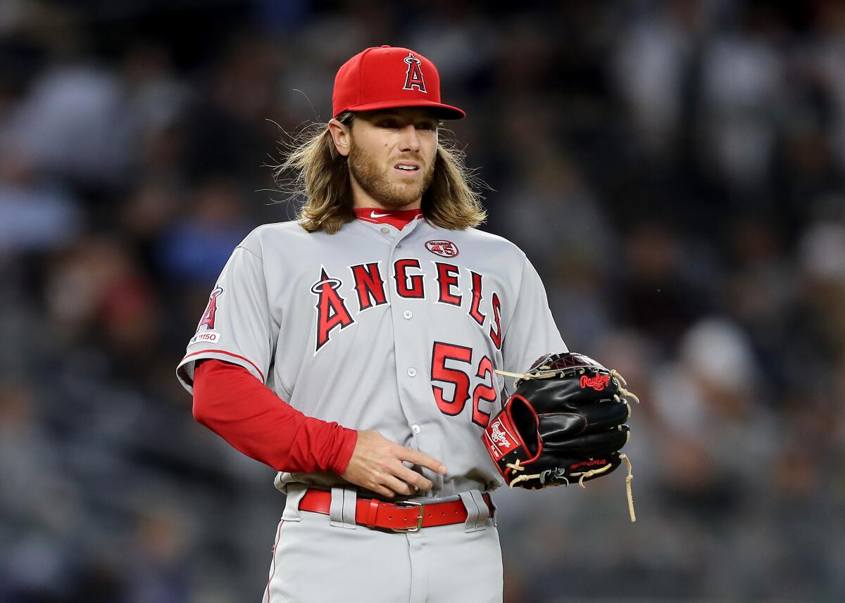 Angels pitcher Dillon Peters managed to keep his composure after giving up a two-run home run to Yankees slugger Aaron Judge.