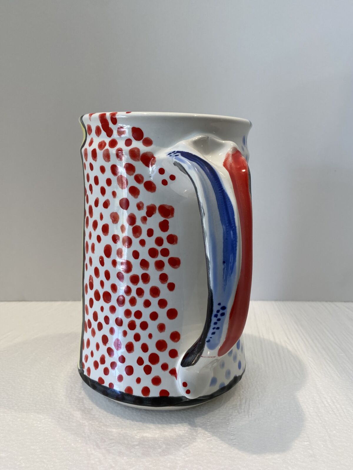 One of the porcelain beer steins featured in Mike Steven's "Lick-ten-steins." 