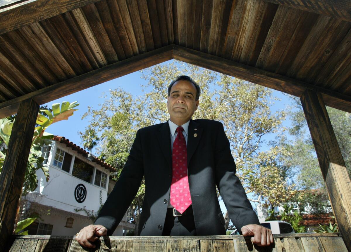Photo of former Anaheim mayor Harry Sidhu at his home in Anaheim.