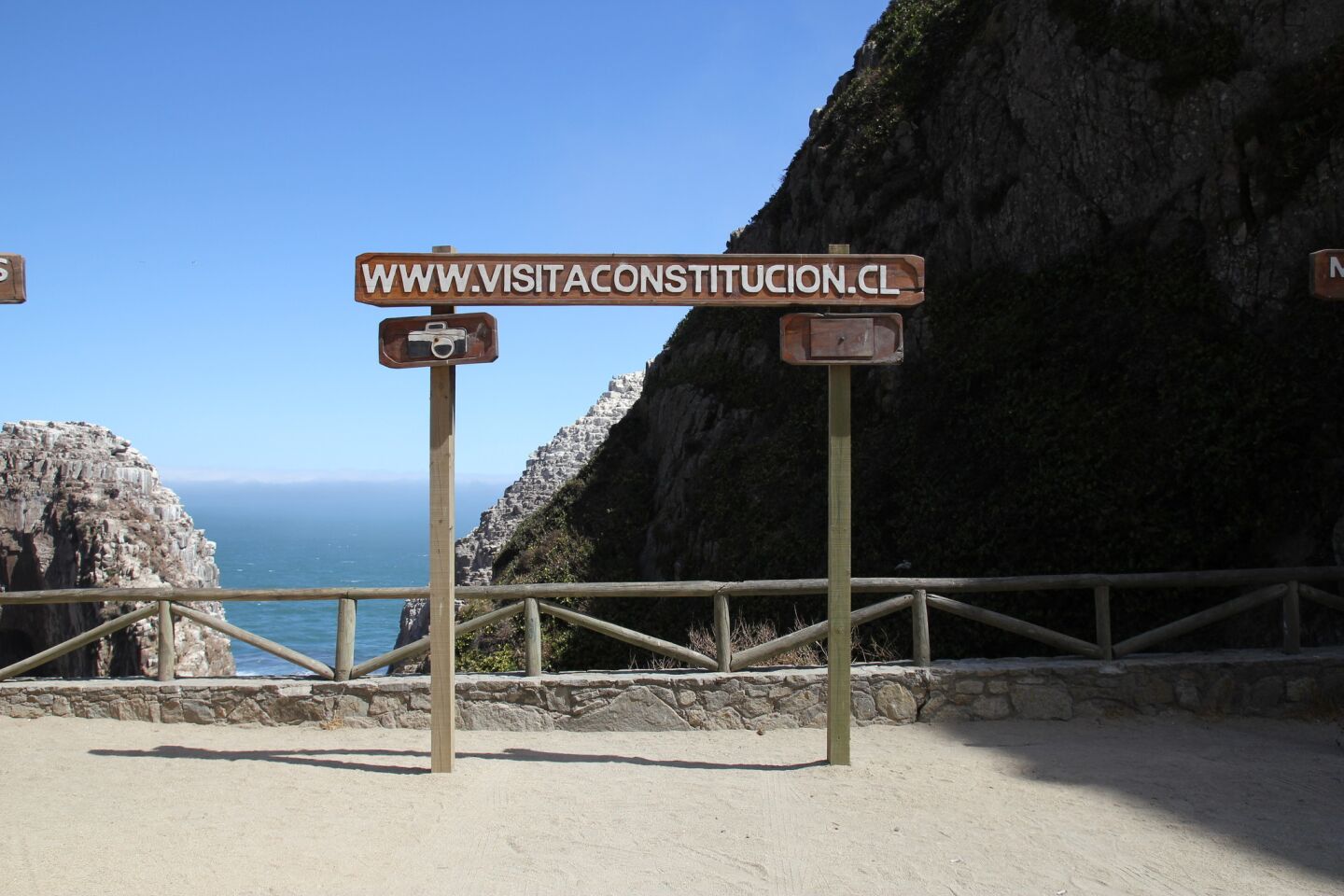 A sign encourages visitors to the coastal areas, which are frequented on the weekends -- when Constitución residents go beyond the limits of their town in search of a little open space.