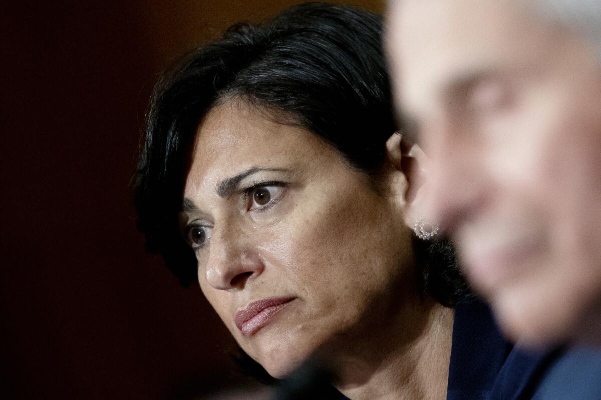 Rochelle Walensky, director of the Centers for Disease Control and Prevention, listens during a Senate hearing in July.