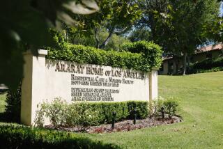 Mission Hills, CA - August 13: The exterior of Ararat Nursing Facility entrance is seen on Mission Hills Road on Tuesday, Aug. 13, 2024 in Mission Hills, CA. (Dania Maxwell / Los Angeles Times)