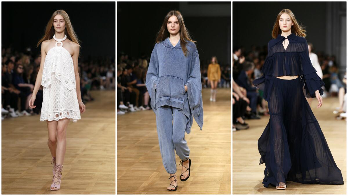 Looks from the spring and summer 2015 Chloe runway collection presented during Paris Fashion Week.
