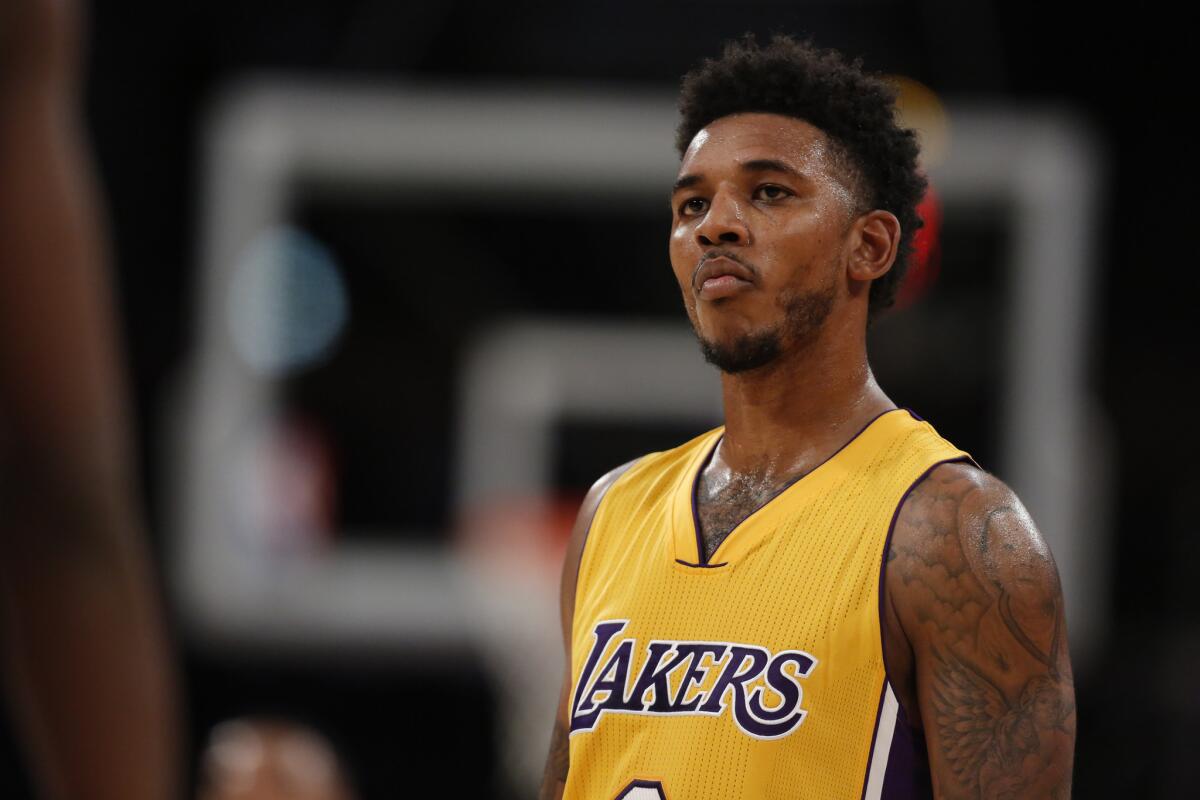 Lakers guard Nick Young is seen during the first half of a game against the Oklahoma City Thunder on Nov. 22.