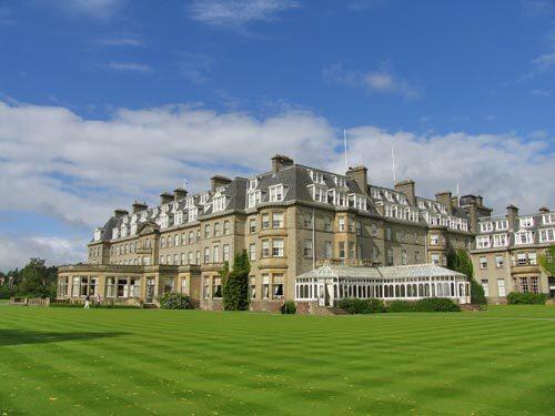 Gleneagles Hotel in Perthshire, Scotland, has all the usual luxury resort hotel features  spa, golf, tennis, etc.  and Gundog School, where guests learn how to handle trained black Labrador retrievers.