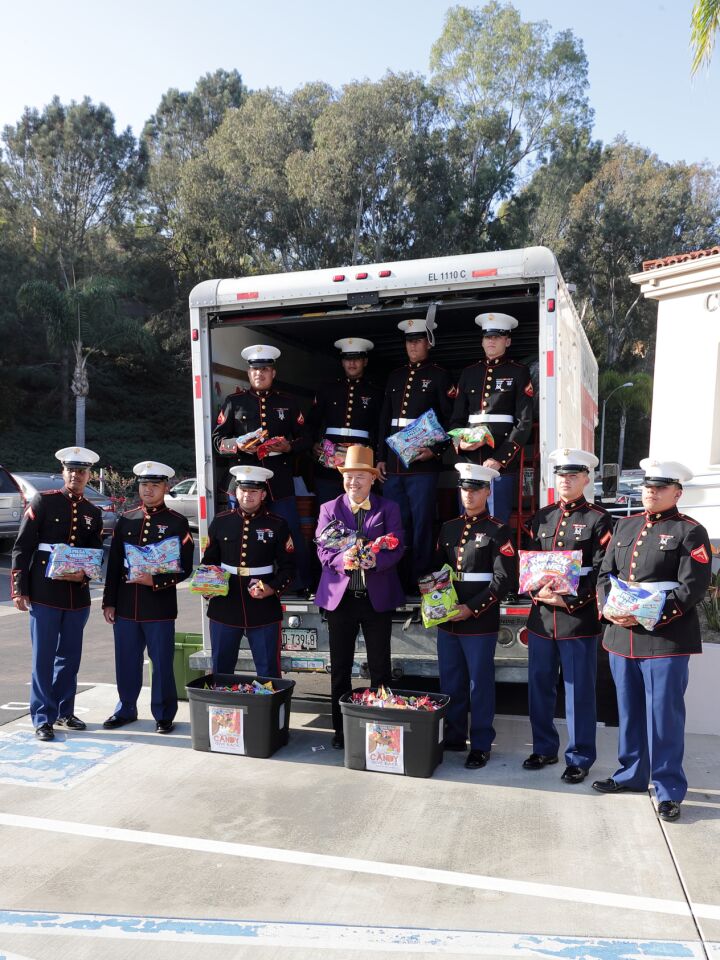 Dr. Curtis Chan with Marines from Camp Pendleton who came to collect the candy