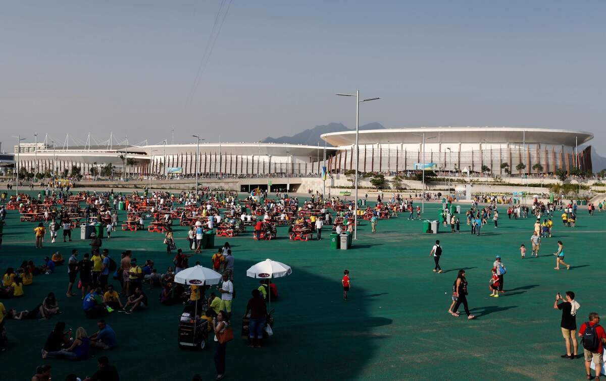 (FILES) File photo taken on August 09, 2016 of a general view of the Olympic Park during the Rio 2016 Olympic Games in Rio de Janeiro, Brazil. - Authorities ordered on January 15, 2020 all facilities built for the 2016 Rio Olympic Games be closed within 48 hours until security certificates are presented. (Photo by ADRIAN DENNIS / AFP) (Photo by ADRIAN DENNIS/AFP via Getty Images) ** OUTS - ELSENT, FPG, CM - OUTS * NM, PH, VA if sourced by CT, LA or MoD **