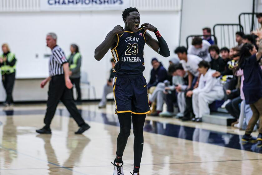 Jacob Majok of Crean Lutheran lets loose a scream in the fourth quarter Friday night.