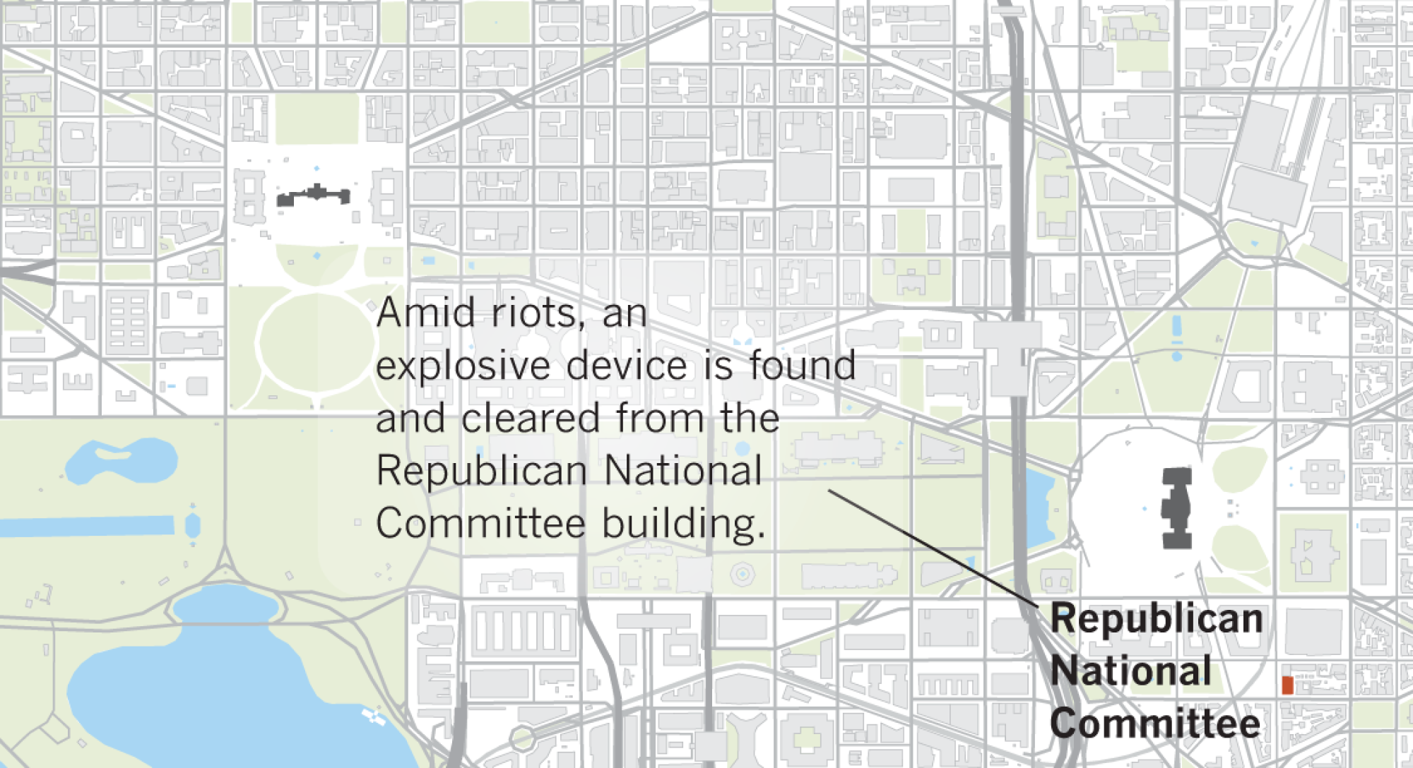 Map shows where explosives were found at The Capitol and the Republican National Committee