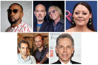 A photo collage of Timbaland, R.E.M., Hillary Lindsey, Dean Pitchford and Steely Dan